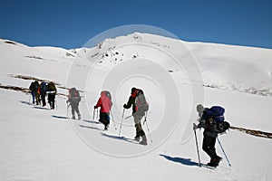 Group showshoeing in Patagonia