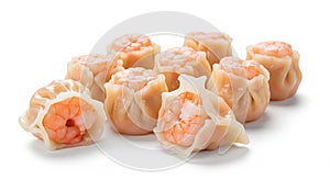 Shrimp Siu Mai Dumplings on White Background
