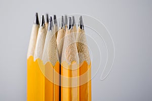 Group of simple pencil of isolated on grey background