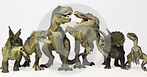 A Group of Six Dinosaurs in a Row