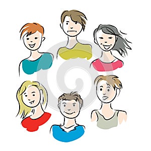 Group of six young people