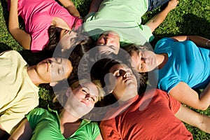 Group sleeping teenagers