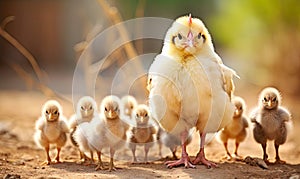 Group of Small Chickens Standing Together