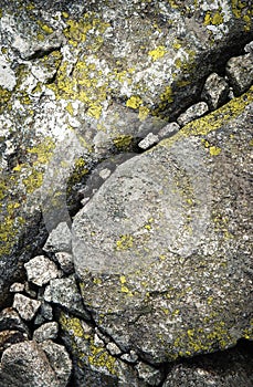 A group of small and large granite stones