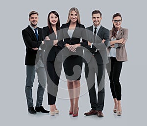 Group of smiling business people. Isolated over white background