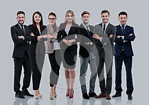 Group of smiling business people. Isolated over white background