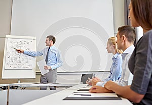 Group of smiling businesspeople meeting in office