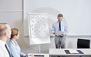 Group of smiling businesspeople meeting in office