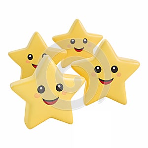 A group of smiling cartoon stars with faces