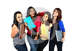 Group of smiling female friends/students.