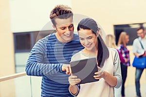 Group of smiling students tablet pc computer