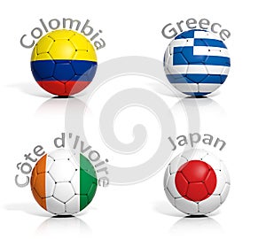 Group of soccer balls