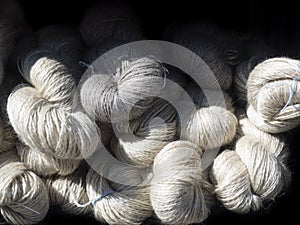 Group of  soft  wool clew  in natural colors