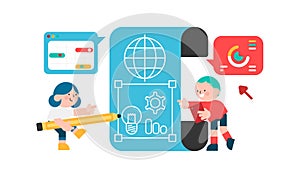 A group of software developers. Vector illustration isolated on white background