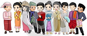 Group of Southeast Asia people with different race