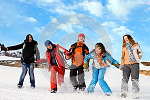 Group of sport teens different ethnicity photo