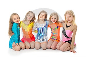 Group of sporty little girls