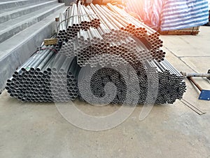 group of steel pipe Buried under the concrete floor to carry electrical wires