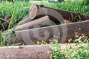 Group of steel pontoons