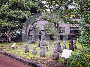 Group of Stone idols (Dolharubang, the grandfather stones) in