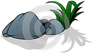 A Group of Stones with a Tuft of Grass