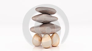 Group strength organization business concept as a rock or boulder lifted.