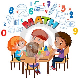Group of student learning math