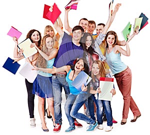 Group student with notebook.