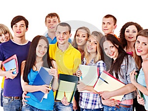 Group student with notebook isolated.