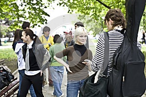 Group of student on weekend. Music