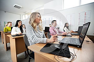 Group of students attending a class