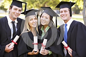 Group Of Students Attending Graduation Ceremony