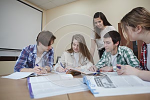 Group of students at classroom together