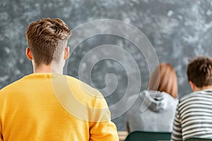 Group of Students Collaborating in a Study Session at College Classroom