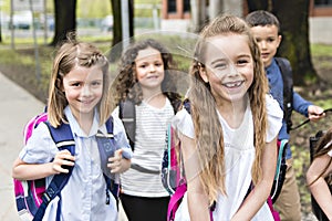 A Group of students outside at school standing together