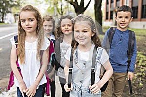 A Group of students outside at school standing together