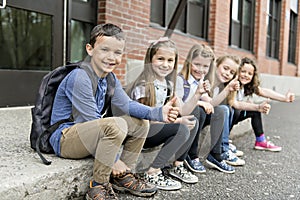 A Group of students outside at school standing together