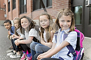 A Group of students outside at school standing together