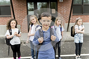 A Group of students outside at school standing together