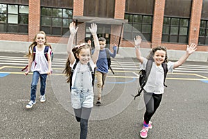 A Group of students outside at school standing together