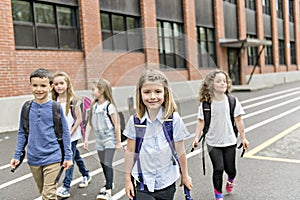 A Group of students outside at school standing together