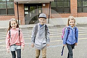 A Group of students outside at school standing together