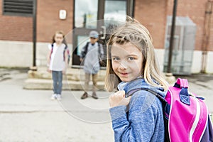 A Group of students outside at school standing together