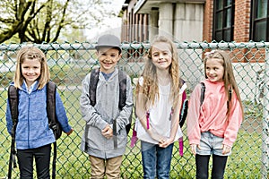 A Group of students outside at school standing together