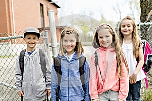 A Group of students outside at school standing together