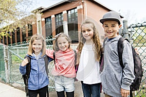 A Group of students outside at school standing together