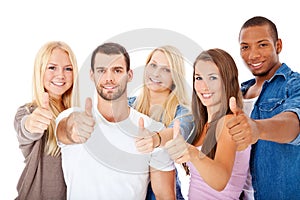 Group of students showing thumbs up