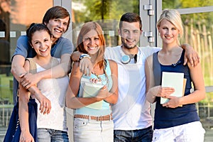 Group of students standing front college campus