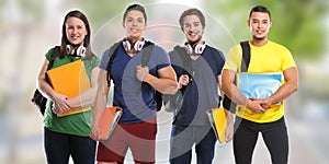 Group of students study education town young people