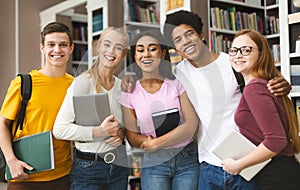 Group of students studying in library at university